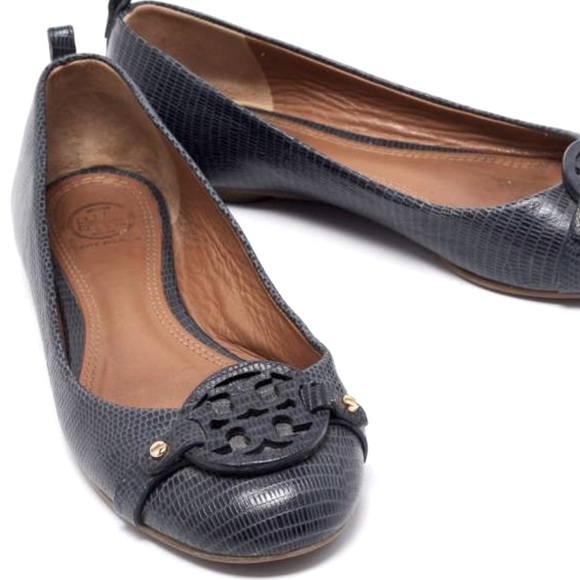 Tory Burch Mini Miller Lizard Leather Ballet Flats - Picture 6 of 16